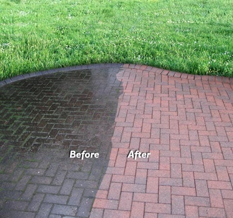 before and after pressure washing