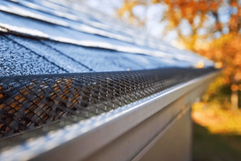 close shot of gutter guards