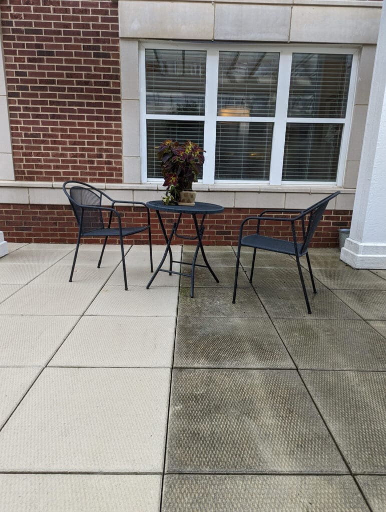 patio before and after power washing